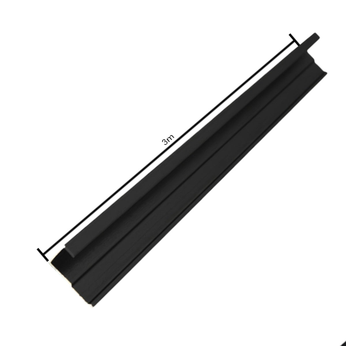 Set 3 profile aluminiu pentru finisarea panourilor cristal carbon si carbune de bambus, Naimeed D6307, 300x0.5cm, Negru