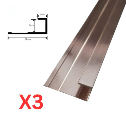 Set 3 profile aluminiu pentru finisarea panourilor cristal carbon si carbune de bambus, Naimeed D6309, aluminiu, 300x0.5cm, Bronz