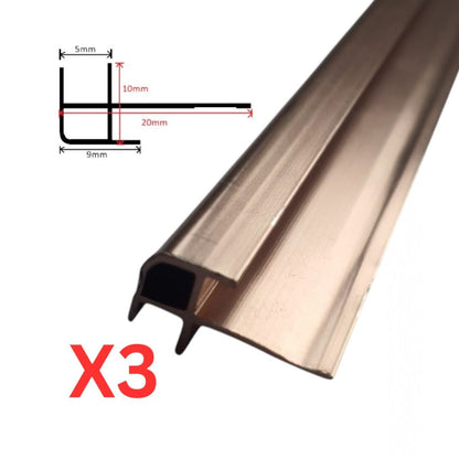 Set 3 profile de colt exterior, rotunjit, pentru imbinarea panourilor cristal carbon si carbune de bambus, Naimeed D6330, aluminiu, 300x0.5cm, Bronz