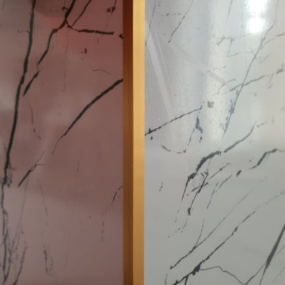 Set 3 profile de colt exterior, ascutit, pentru imbinarea panourilor cristal carbon si carbune de bambus, Naimeed D6332, aluminiu, 300x0.5cm, Auriu