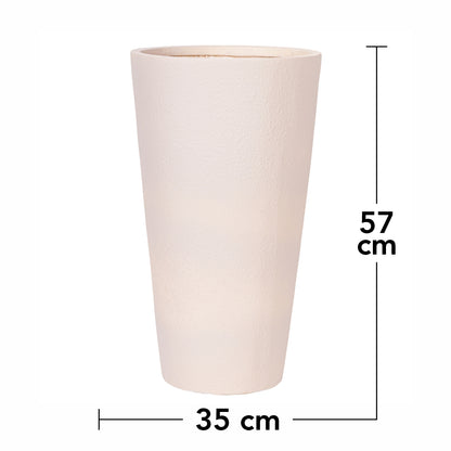 Ghiveci ecologic, Eco-friendly, Naimeed D6342, Mediu, din materiale minerale, Crem, 65x35x35cm
