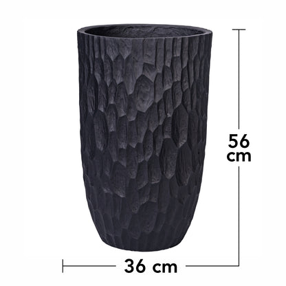 Ghiveci ecologic, Eco-friendly, Naimeed D6343, Mediu, din materiale minerale, Negru, 56x36x36cm