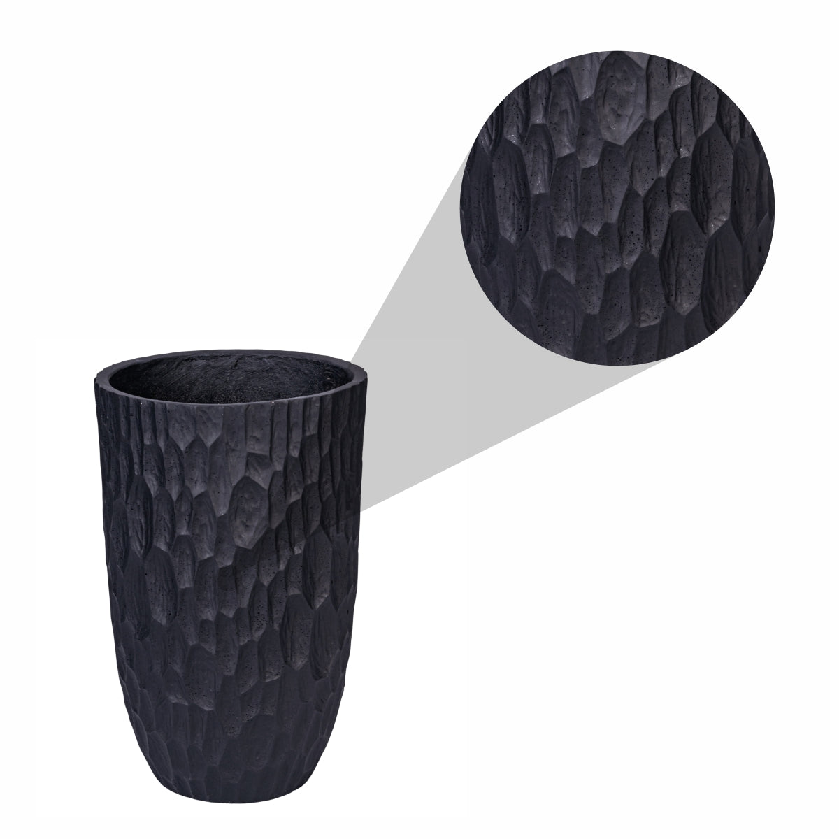Ghiveci ecologic, Eco-friendly, Naimeed D6343, Mediu, din materiale minerale, Negru, 56x36x36cm