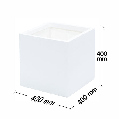 Ghiveci ecologic, Eco-friendly, Naimeed D6346, Mediu, din materiale minerale, Alb, 40x40x40cm