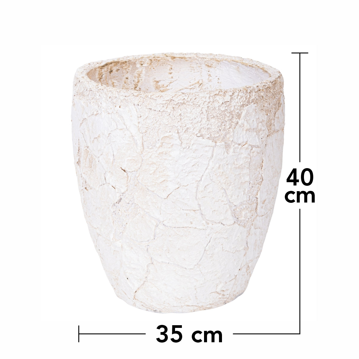Ghiveci ecologic, Eco-friendly, Naimeed D6356, Mediu, din materiale minerale, Bej, 40x35x35cm