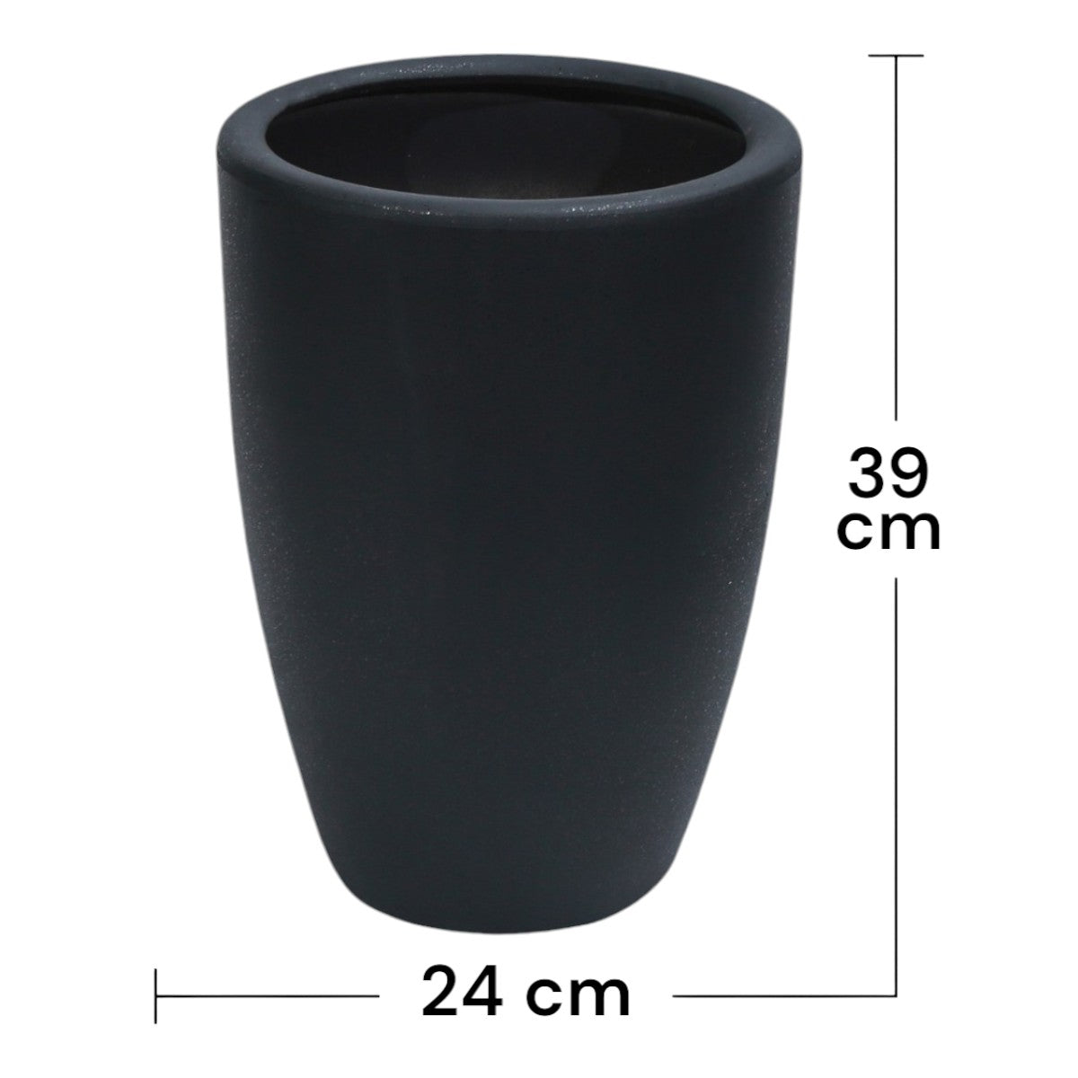 Ghiveci ecologic, Eco-friendly, Naimeed D6363, Mic, din materiale minerale, Negru, 39x24x24cm