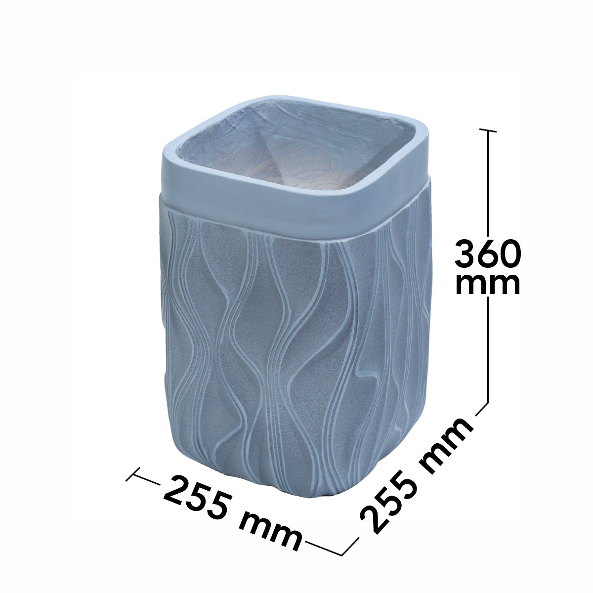 Ghiveci ecologic, Eco-friendly, Naimeed D6368, Mic, din materiale minerale, Gri, 36x25,5x25,5cm