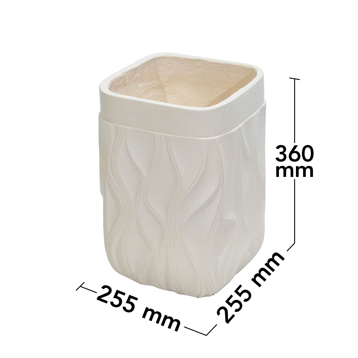 Ghiveci ecologic, Eco-friendly, Naimeed D6369, Mic, din materiale minerale, Crem, 36x25,5x25,5cm