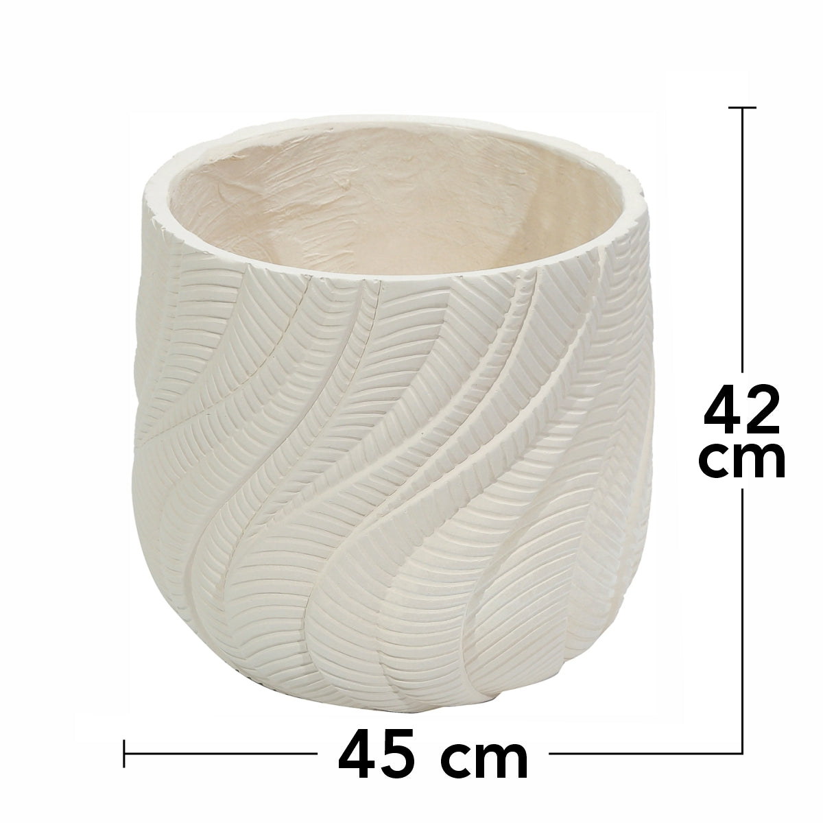 Ghiveci ecologic, Eco-friendly, Naimeed D6380, Mare, din materiale minerale, Crem, 42x45x45cm