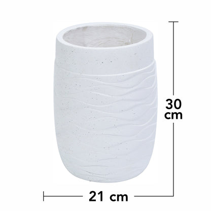 Ghiveci ecologic, Eco-friendly, Naimeed D6382, Mic, din materiale minerale, Alb, 30x21x21cm