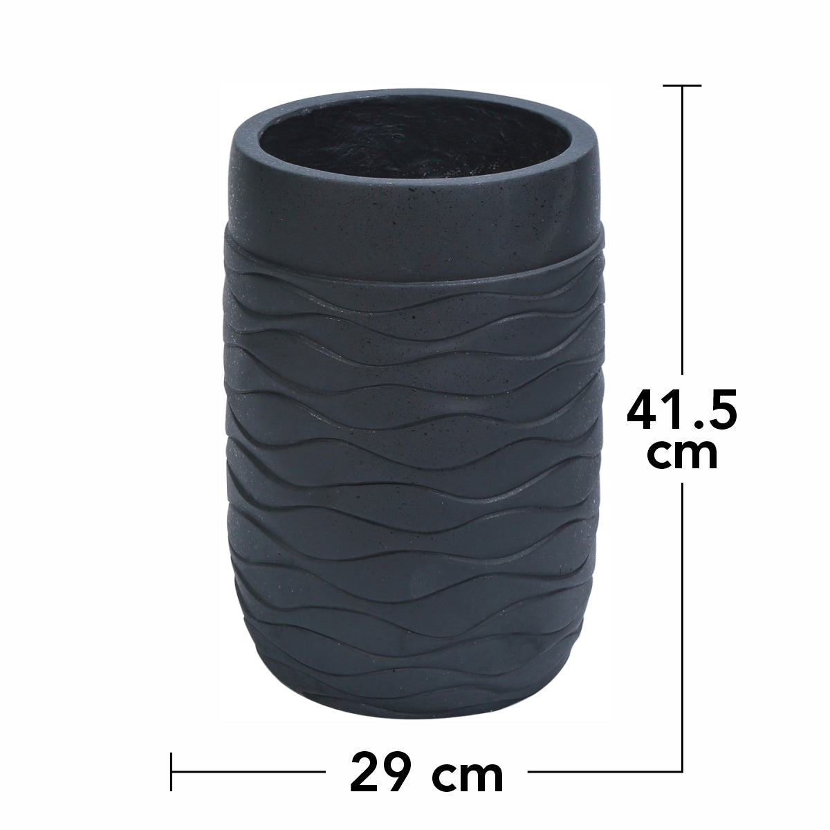 Ghiveci ecologic, Eco-friendly, Naimeed D6384 Mediu, din materiale minerale, Negru, 41,5x29x29cm
