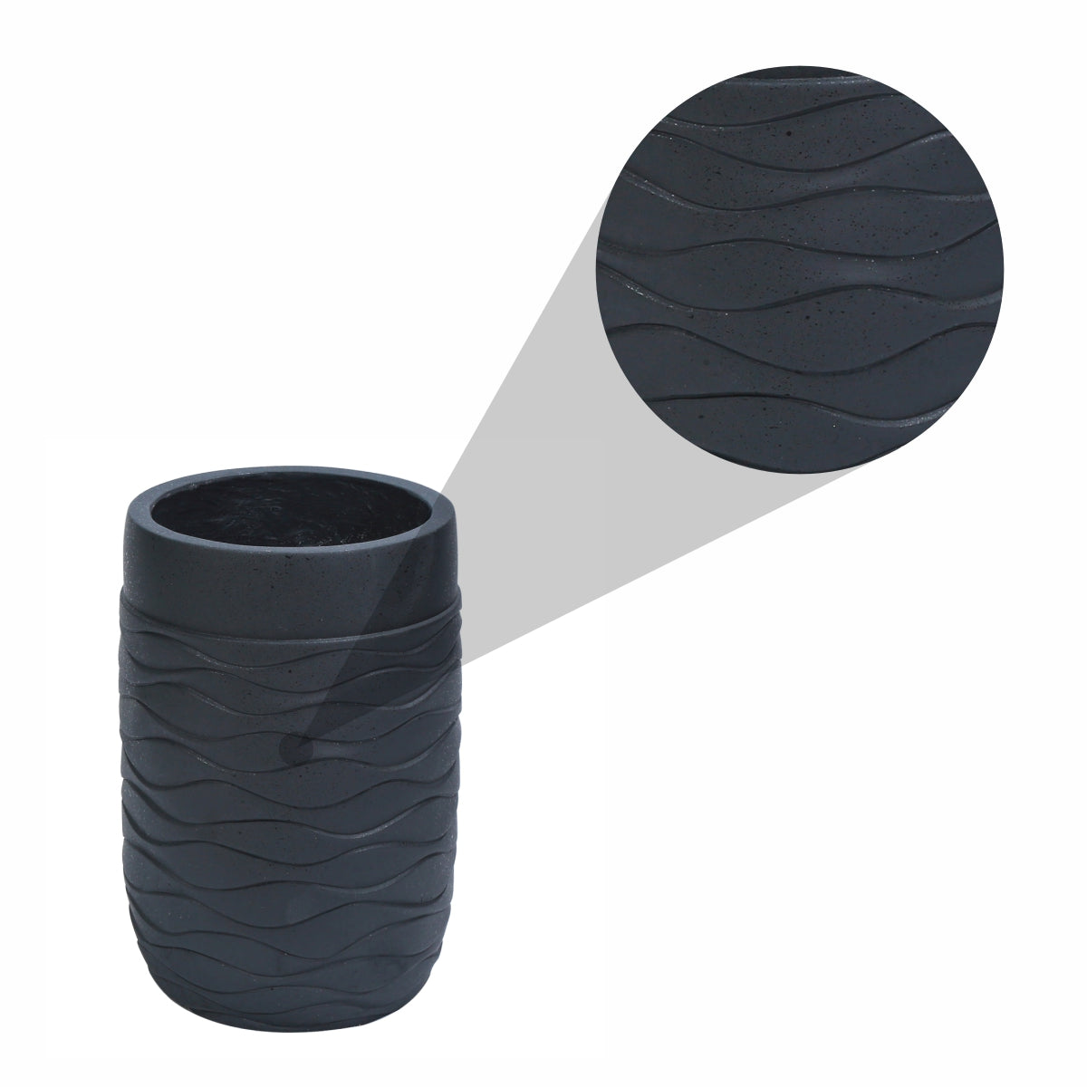 Ghiveci ecologic, Eco-friendly, Naimeed D6384 Mediu, din materiale minerale, Negru, 41,5x29x29cm