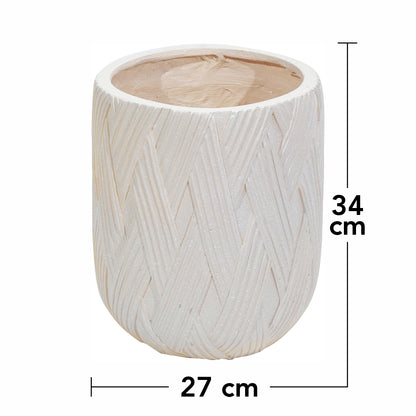 Ghiveci ecologic, Eco-friendly, Naimeed D6386, Mic, din materiale minerale, Crem, 34x27x27cm