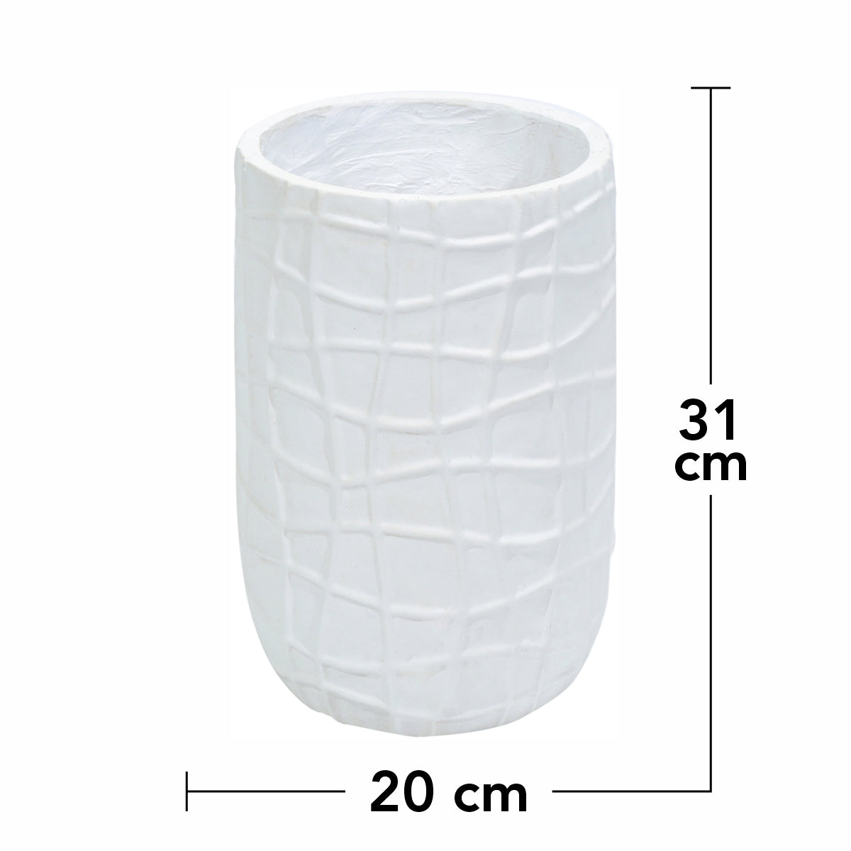 Ghiveci ecologic, Eco-friendly, Naimeed D6388, Mic, din materiale minerale, Alb, 31x20x20cm