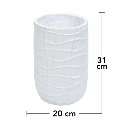 Ghiveci ecologic, Eco-friendly, Naimeed D6388, Mic, din materiale minerale, Alb, 31x20x20cm
