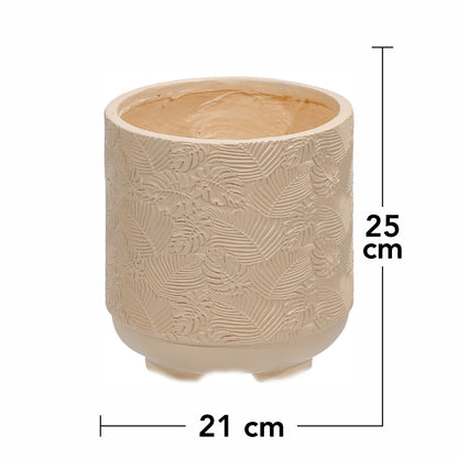 Ghiveci ecologic, Eco-friendly, Naimeed D6394, Mic, din materiale minerale, Crem, 25x21x21cm