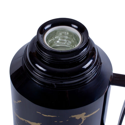 Termos, Naimeed D6416, pentru bauturi reci sau calde, Sticla si ABS, 1.8L, Negru, 160x320x135mm