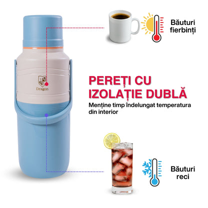 Termos, Naimeed D6421, pentru bauturi reci sau calde, Sticla si ABS, 2L, Albastru, 114x400x200mm
