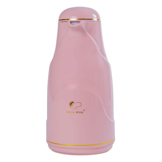 Termos, Naimeed D6428, pentru bauturi reci sau calde, Sticla si ABS, 1.3L, Roz, 140x300x180mm