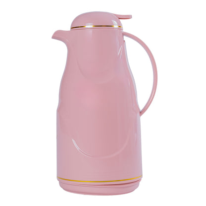 Termos, Naimeed D6428, pentru bauturi reci sau calde, Sticla si ABS, 1.3L, Roz, 140x300x180mm