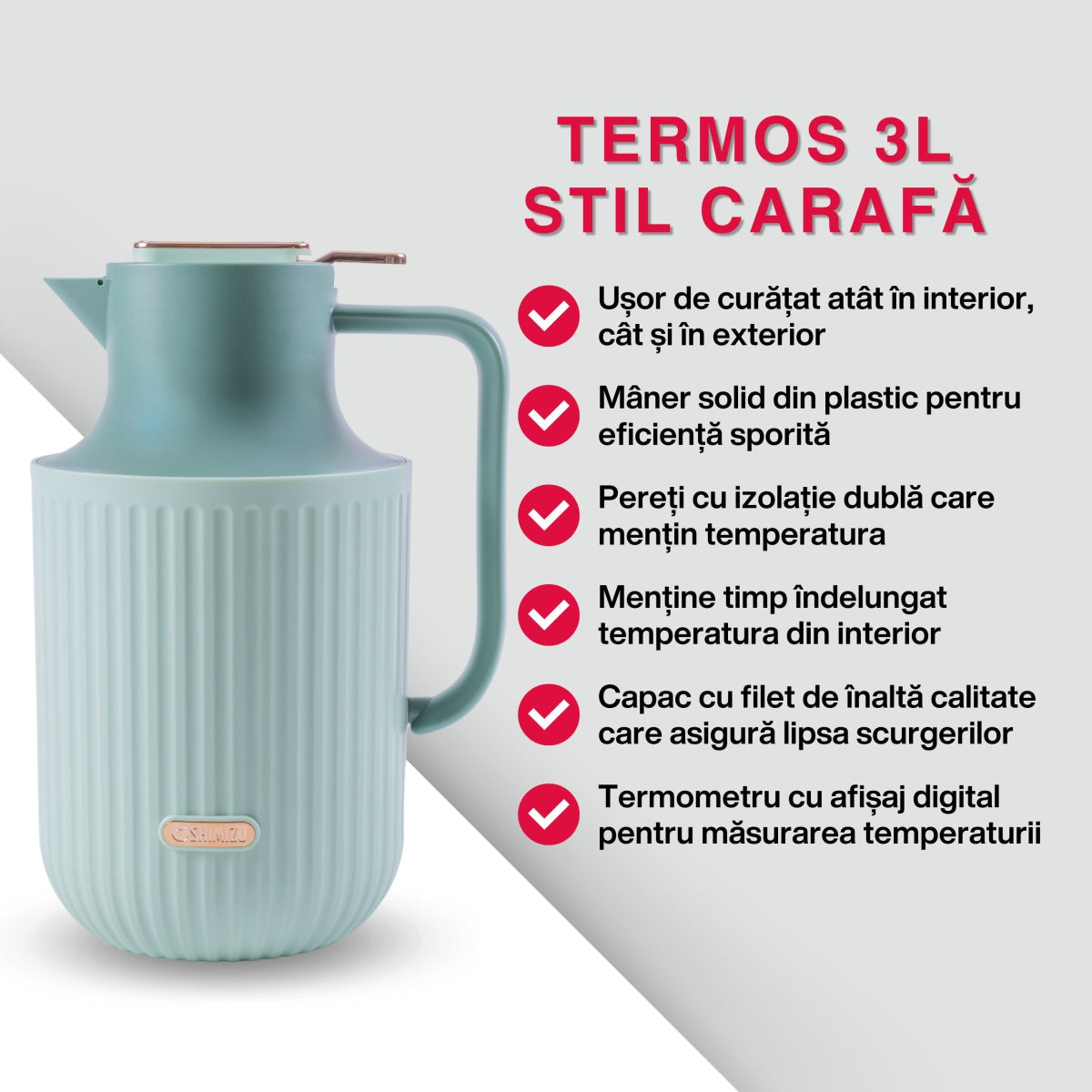 Termos, Naimeed D6437, pentru bauturi reci sau calde, Sticla si ABS, 2L, Verde, 160x300x210mm