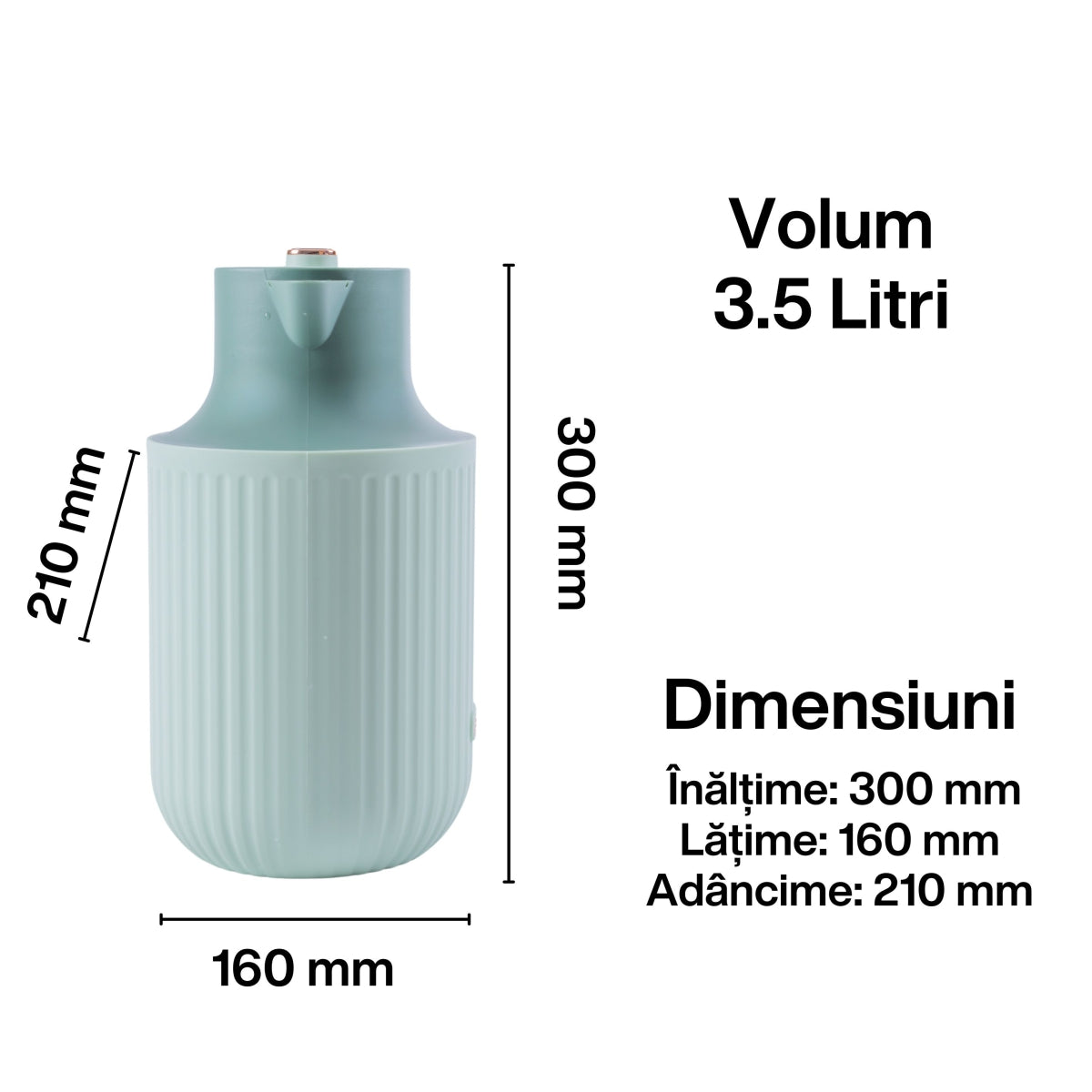 Termos, Naimeed D6437, pentru bauturi reci sau calde, Sticla si ABS, 2L, Verde, 160x300x210mm