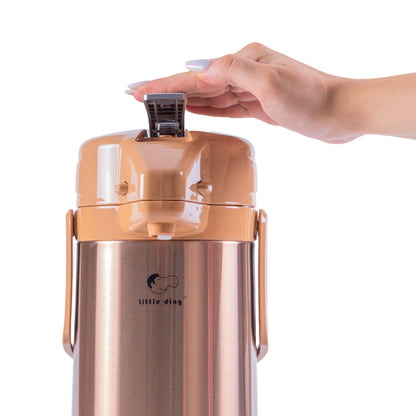 Termos, Naimeed D6439, pentru bauturi reci sau calde, Sticla si ABS, 2.5L, Maro, 170x400x220mm