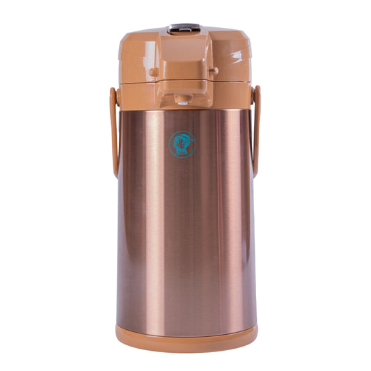 Termos, Naimeed D6440, pentru bauturi reci sau calde, Sticla si ABS, 2.5L, Maro, 185x400x260mm