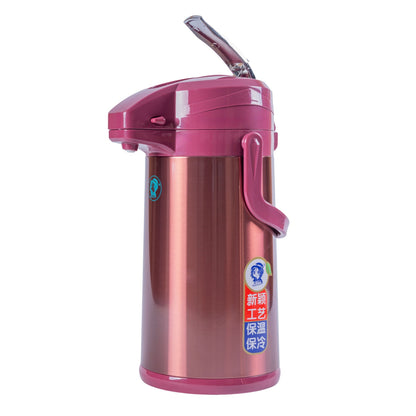 Termos, Naimeed D6440, pentru bauturi reci sau calde, Sticla si ABS, 2.5L, Visiniu, 185x400x260mm