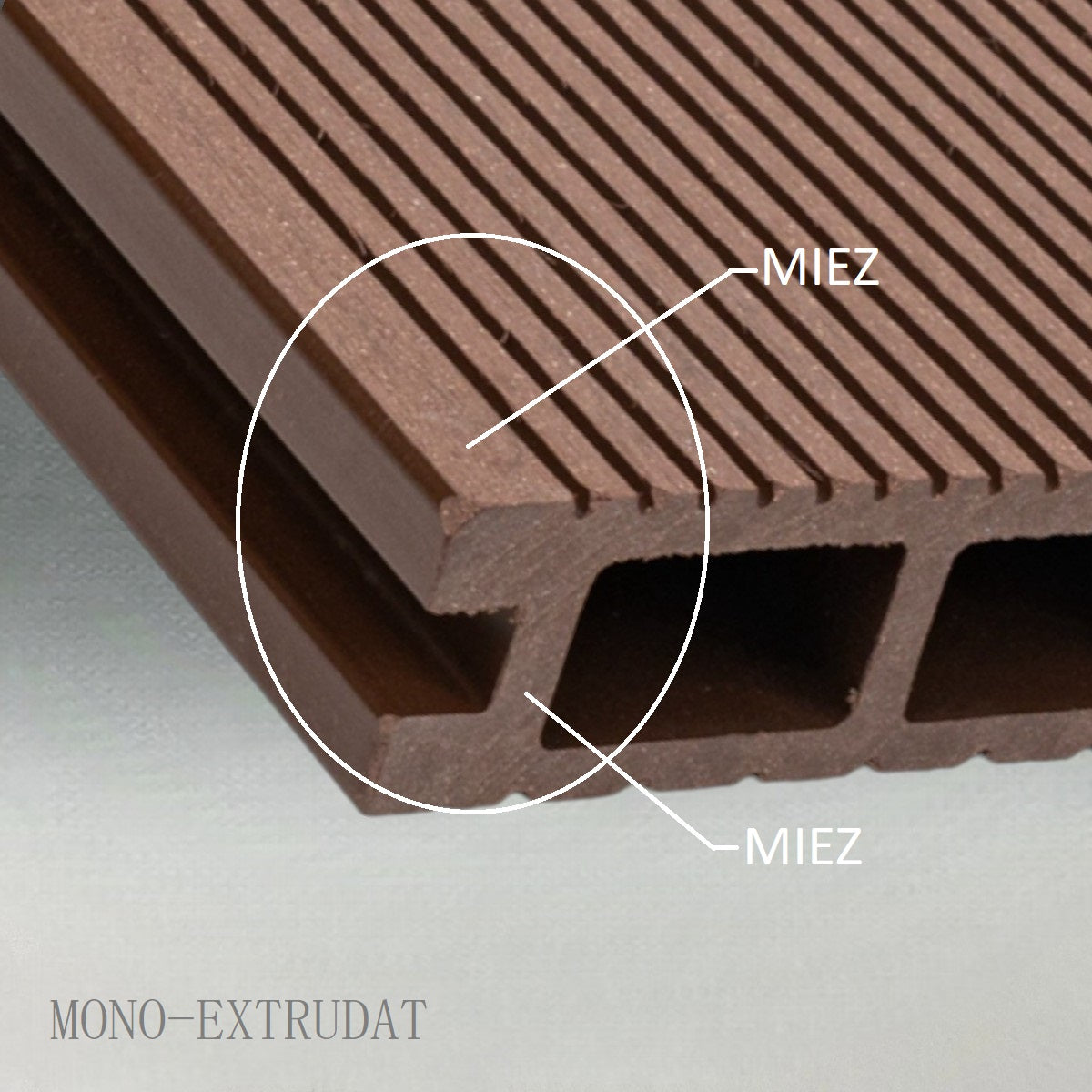 Pardoseala decking terasa din compozit WPC,  Naimeed D6463, 290x14.6x2.5cm, Maro inchis