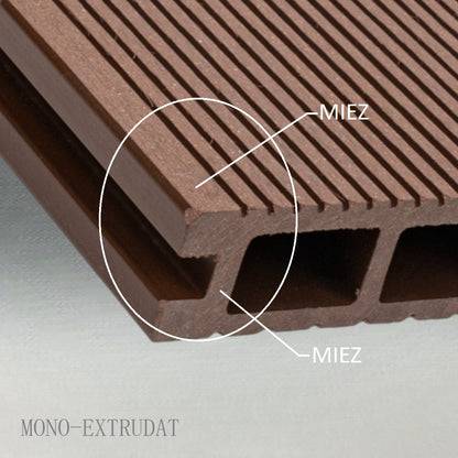 Pardoseala decking terasa din compozit WPC,  Naimeed D6463, 290x14.6x2.5cm, Maro inchis