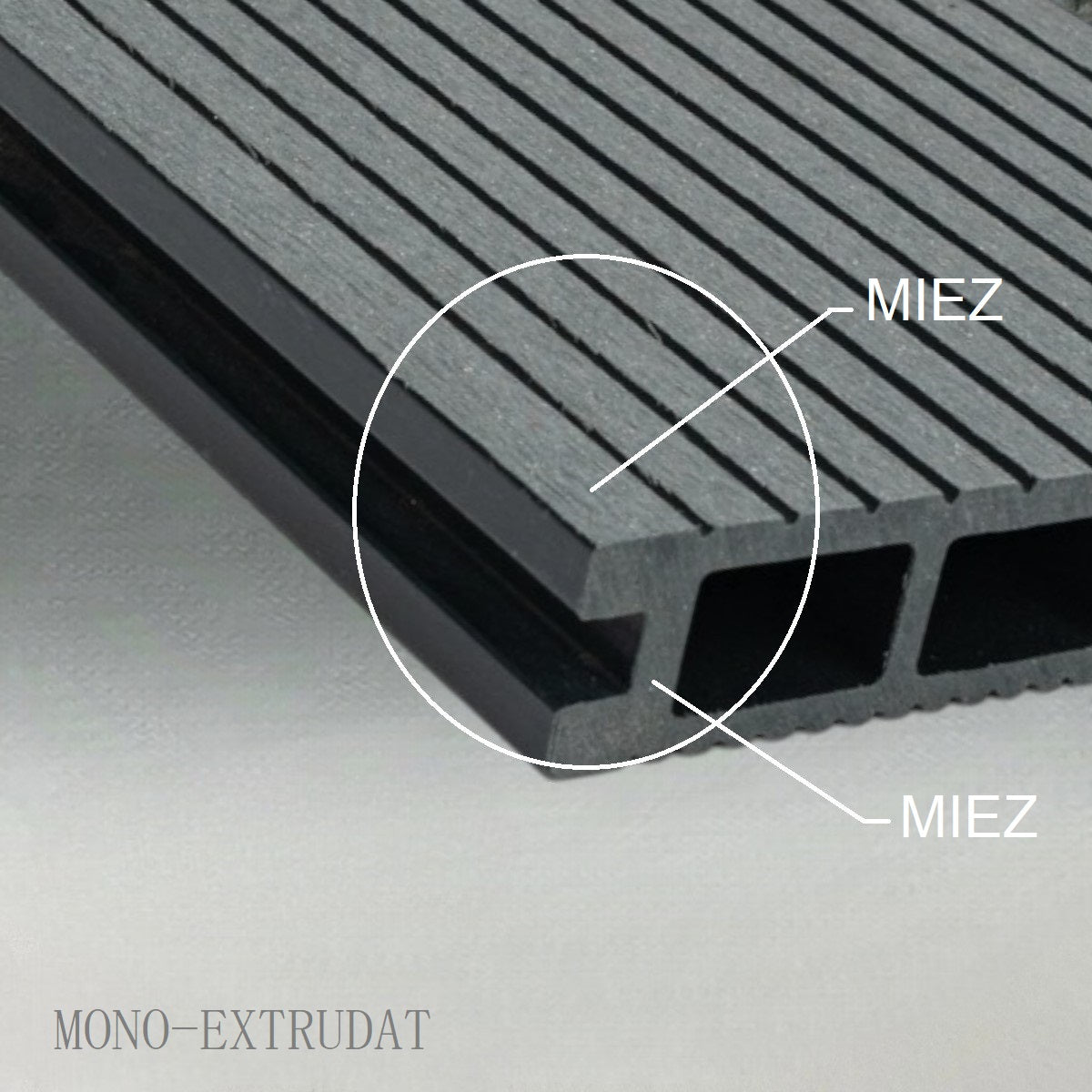 Pardoseala decking terasa din compozit WPC, Naimeed D6464, 290x14.6x2.5cm, Gri