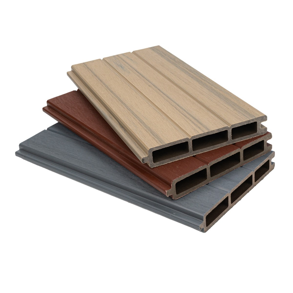 Placa de gard 3D, din compozit de lemn si plastic WPC, Naimeed D6474, 180x15,5x2.4cm, Gri