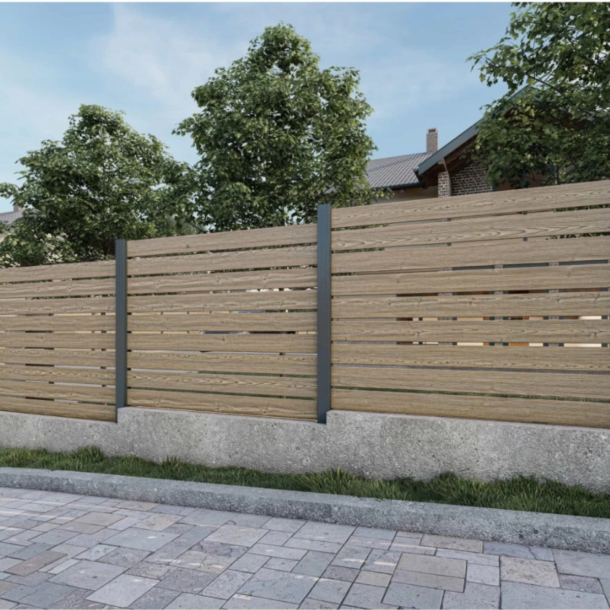 Placa de gard 3D, din compozit de lemn si plastic WPC, Naimeed D6473, 180x15,5x2.4cm, Crem