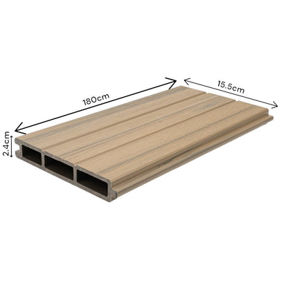 Placa de gard 3D, din compozit de lemn si plastic WPC, Naimeed D6473, 180x15,5x2.4cm, Crem