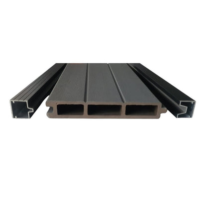 Placa de gard 3D, din compozit de lemn si plastic WPC, Naimeed D6473, 180x15,5x2.4cm, Crem