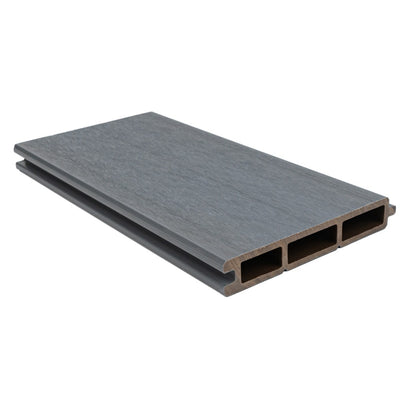 Placa de gard 3D, din compozit de lemn si plastic WPC, Naimeed D6474, 180x15,5x2.4cm, Gri