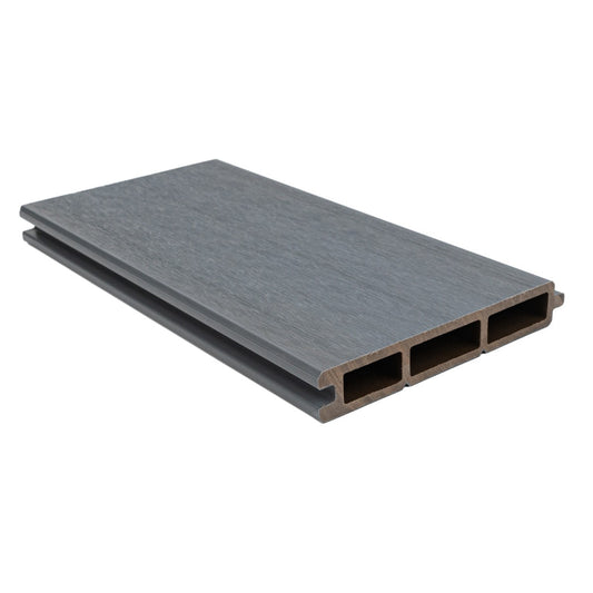 Placa de gard 3D, din compozit de lemn si plastic WPC, Naimeed D6474, 180x15,5x2.4cm, Gri