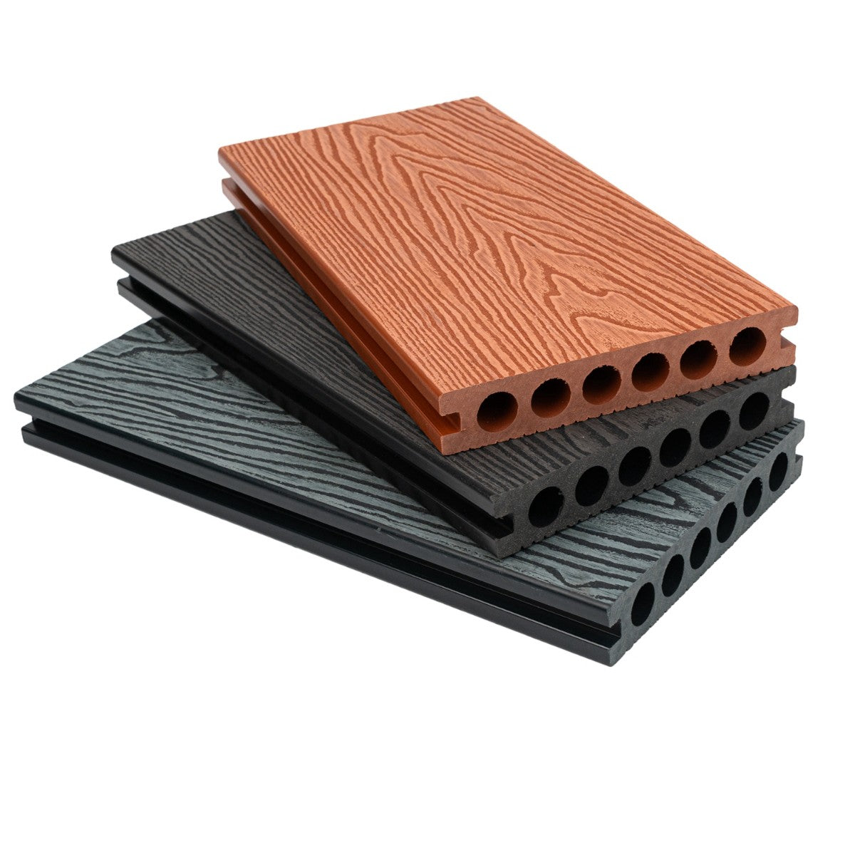 Pardoseala decking terasa din compozit WPC, Naimeed D6483, rezistenta sporita, 290x14x2.5cm, Caramiziu