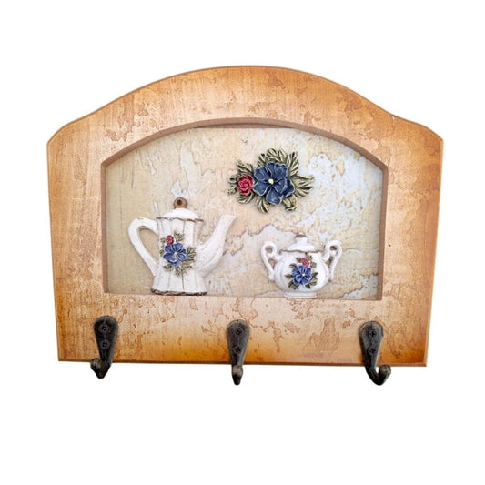 Cuier decorativ cu 3 carlige, Naimeed D65-8, 20x5.5x0.8 cm, Maro