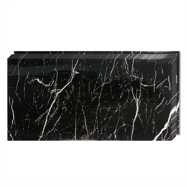 Set 6 panouri decorative, Naimeed D6573, Autoadeziv, aspect lucios, suprafata acoperita 1.08 mp, 30x60 cm, Negru