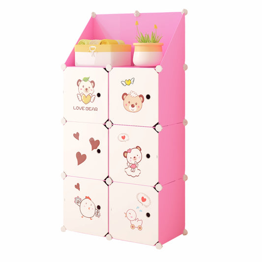 Dulap Modular, camera copii, 6 usi, Naimeed D6582, Roz, 148x74x37cm