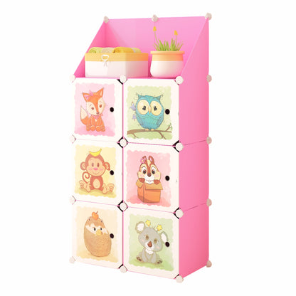 Dulap Modular, camera copii, 6 usi, Naimeed D6583, Roz, 148x74x37cm