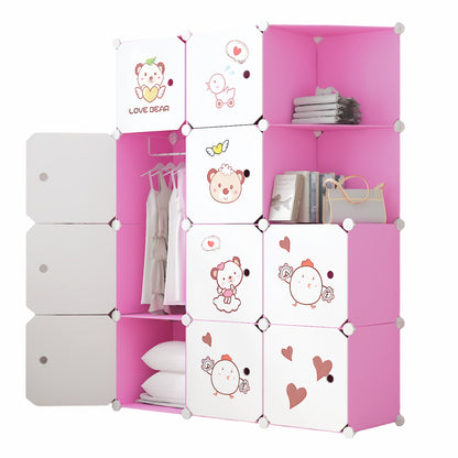 Dulap Modular, camera copii, 10 usi, Naimeed D6585, Roz, 148x110x37cm