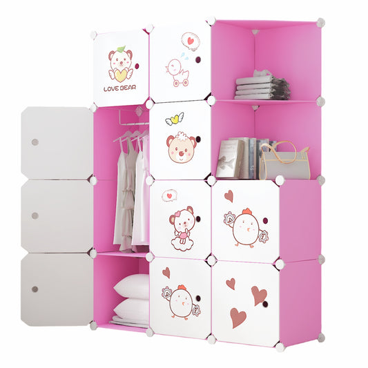 Dulap Modular, camera copii, 10 usi, Naimeed D6585, Roz, 148x110x37cm