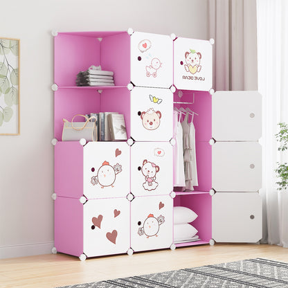 Dulap Modular, camera copii, 10 usi, Naimeed D6585, Roz, 148x110x37cm