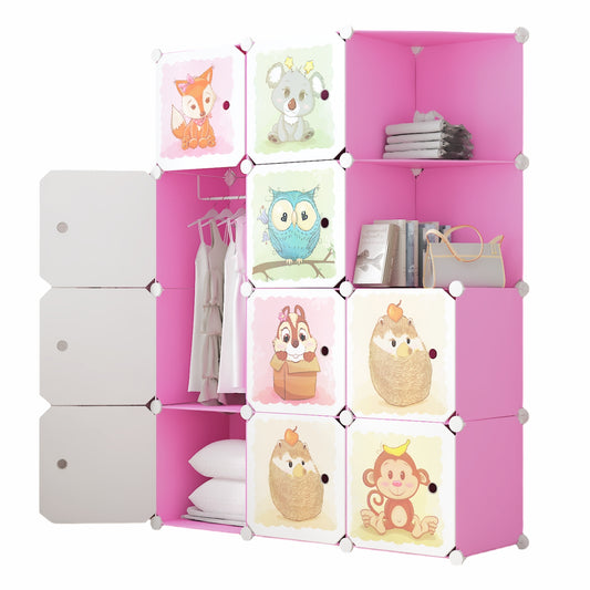 Dulap Modular, camera copii, 10 usi, Naimeed D6586, Roz, 148x110x37cm