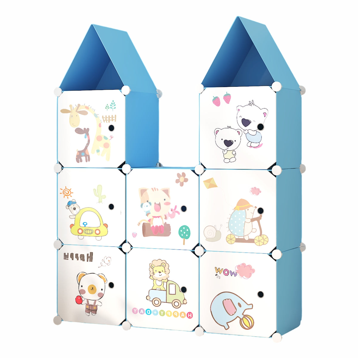 Dulap Modular, camera copii, 8 usi, Naimeed D6592, Albastru, 128x110x37cm