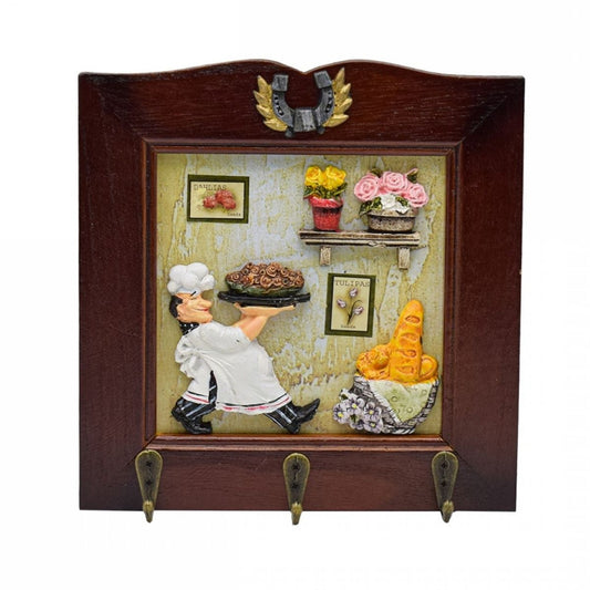 Cuier decorativ cu 3 carlige, Naimeed D66-2, 21x21x1.3cm, Maro
