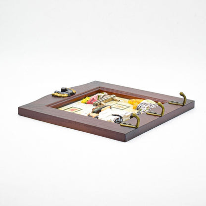 Cuier decorativ cu 3 carlige, Naimeed D66-2, 21x21x1.3cm, Maro